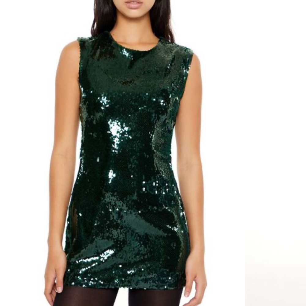 Forever 21 Emerald Green Sequin Mini Dress